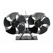 SF703T Heat Powered Stove Fan - Double Head 5 Blades Self-Powered Fireplace Fan Powerless Fireplace Stove Fireplace Wood Stoves for Large Room, No Electricity