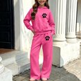 thumbnail image 5 of Auroural Girls Sweatsuit 2 Piece Sets Kids Hoodie Sweatshirts Children's Winter Printed Hooded Sweatshirt Wide-Leg Pants Casual Sports Fleece-Lined Warmth Two-Piece Set Kids, 5 of 7
