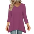 thumbnail image 2 of Tops for Women 3/4 Sleeves Round Neck Casual Printed T-shirt Blouse Pink Womens Blouse, 2 of 6
