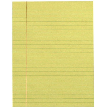 School Smart Short Ruled Newsprint Theme Paper Without Margin, 8" x 10.5", Yellow, Pack of 500