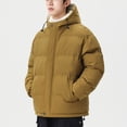 thumbnail image 4 of Wyobmus Men's Outerwear Quilted Jacket Thicken Padded Warm Bubble Coat Fake Two Piece Winter Thermal Outerwear Fashion Cotton Padded Clothing Olive Green, 4 of 5