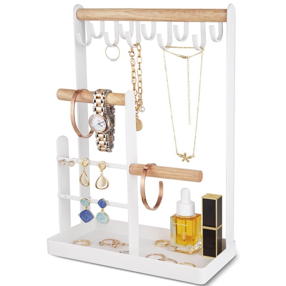 ProCase Organizador de Joyas Soporte para Joyas Organizador de Joyas, Organizador de Collares de 4 Niveles con Bandeja para Anillos, Pequeño y Lindo Árbol de Almacenamiento en Torre de Joyería Estétic