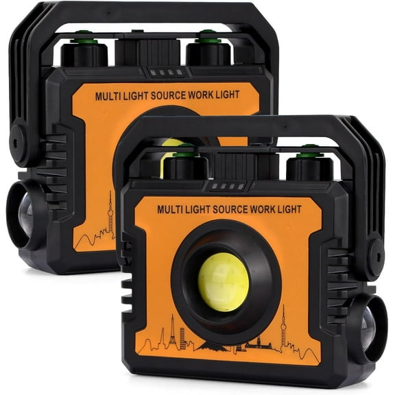 LED Magnetic Work Light,2 Pack COB Portable Light with Hook, 7 Modes,270°Rotatable for Emergency Car Repair, Grill, Outdoor Work, Camping