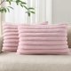 thumbnail image 1 of Chenchen Faux Fur Plush Lumbar Throw Pillow Covers 12x20 Set of 2, Luxury Soft Fluffy Striped Decorative Pillow Covers for Sofa, Couch, Living Room, Blush Pink, 1 of 1