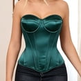 thumbnail image 2 of Kilaqueen Strapless Bustier Corset Top for Women, Satin Sweetheart Neck Boned Crop Top, Vintage Going Out Top for Parties, Clubs and Costumes, 2 of 9