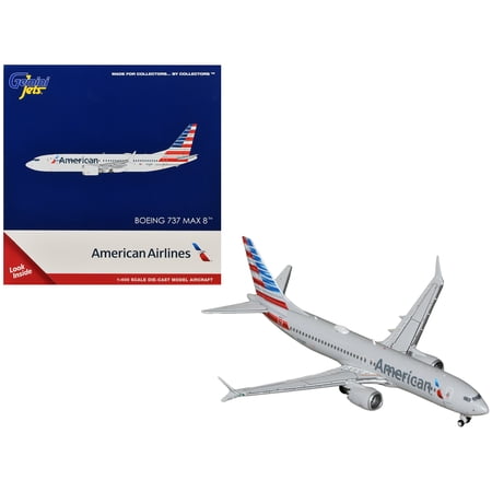 Boeing 737 MAX 8 Commercial Aircraft "American Airlines" (N326RP) Gray with Striped Tail 1/400 Diecast Model by GeminiJets