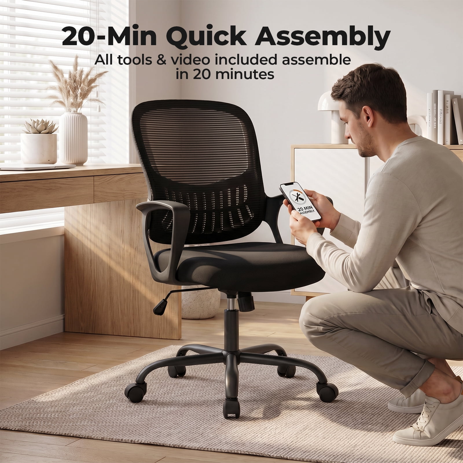 Alvantor 30" Tall Office Chair with Adjustable Footrest, Ergonomic Drafting Chair for Standing Desk, Black/Gray/Pink