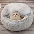 thumbnail image 4 of Cat Bed Round Plush Fluffy Hooded Cat Bed Cave for Small Dogs Kittens Anti-Slip Machine Washed Bed for Cat Puppy,Grey,20 Inches, 4 of 11