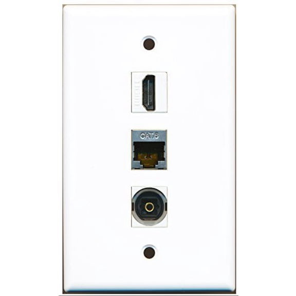 RiteAV - 1 Port HDMI and 1 Port Shielded Cat6 Ethernet and 1 Port Toslink Wall Plate
