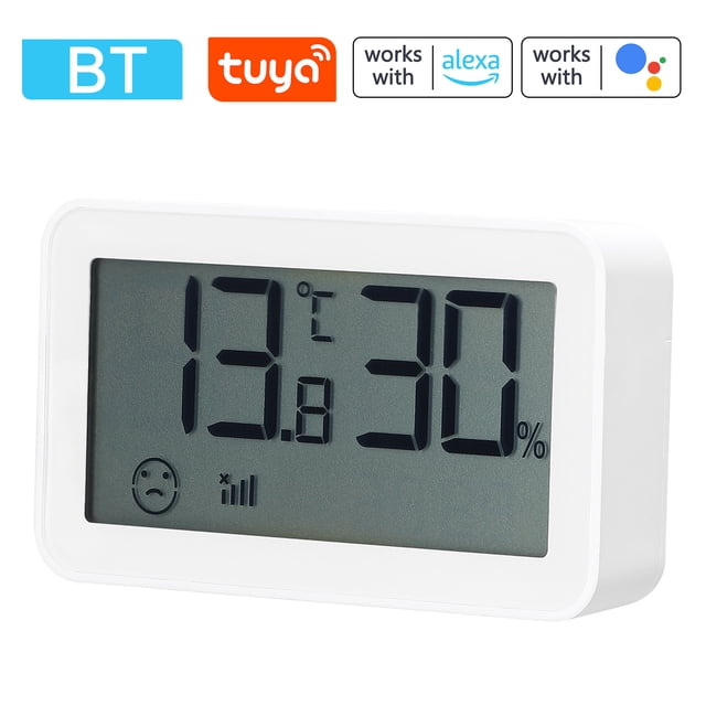 Tignapoo Capteur de Température et d'Humidité Intérieur Intelligent avec Compatibilité Alexa & Google Assistant - Compatible Bluetooth & Zigbee, Alimenté par Batterie, Blanc
