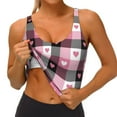thumbnail image 4 of Naloa Heart Plaid Sports Bras for Women, High Support Bra with Removable Pads, Comfortable - Large, 4 of 9