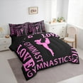 thumbnail image 4 of Feelyou Girl Gymnastics Twin Bedding Sets 7-Piece, Black Pink Sequin Print Bedding Comforter Set, Modern Sports Lover Reversible Sheet Sets, Luxury Bedroom Decor, 4 of 8