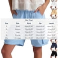 thumbnail image 3 of LVHAOGJOB Womens Elastic Waisted Jeans Stretch Short Jeans Straight Leg Solid with Pockets Mid Rise Shorts for Women Summer, 3 of 9