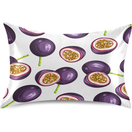 Hotbar Passion Fruit Painting Satin Pillowcase for Hair and Skin Silk Pillowcase, Queen Size(20x30 inches) - Slip Cooling Satin Pillow Covers with Envelope Closure(575)