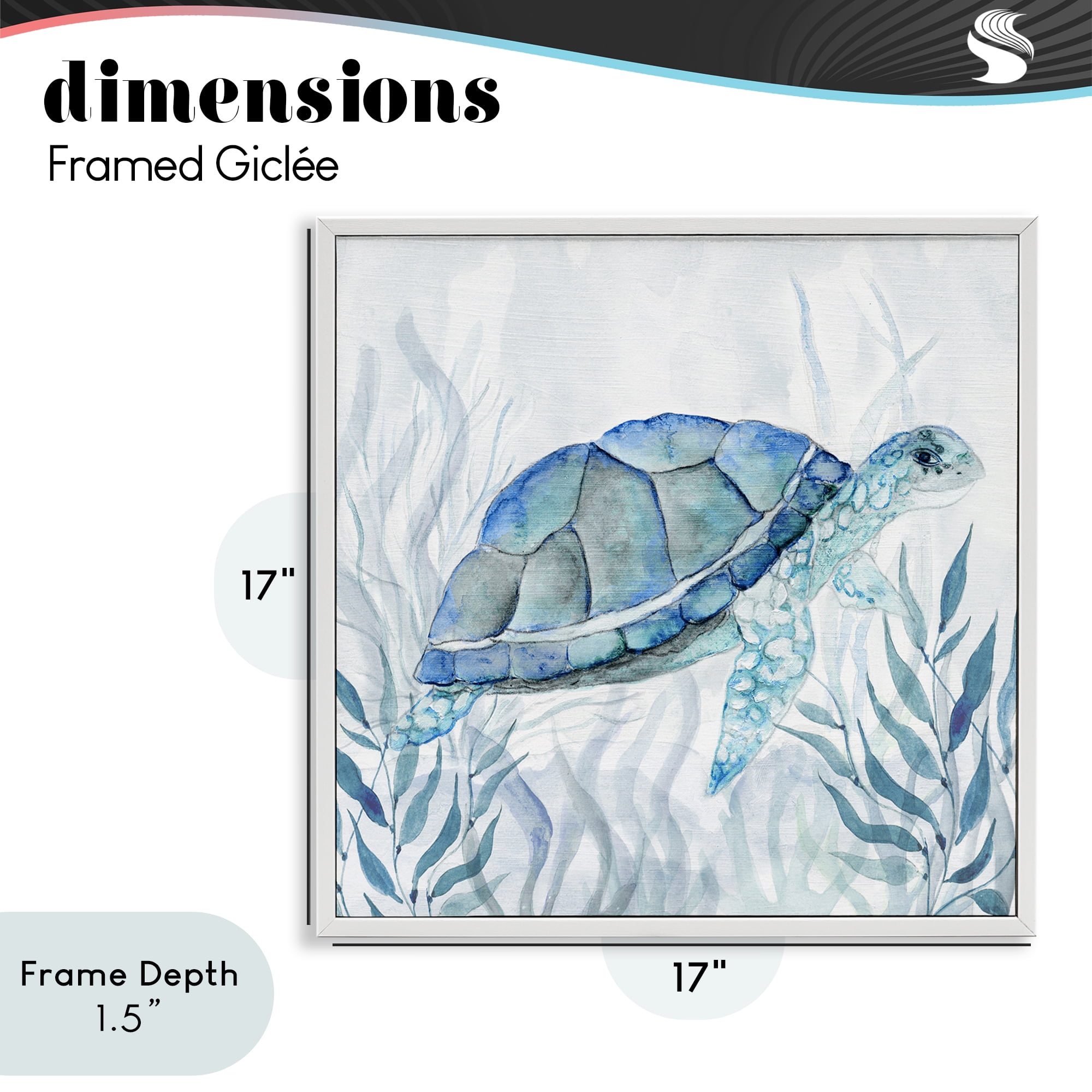 Stupell Industries Smiling Turtle Gaze White Framed Giclee Art, design by Janet Tava
