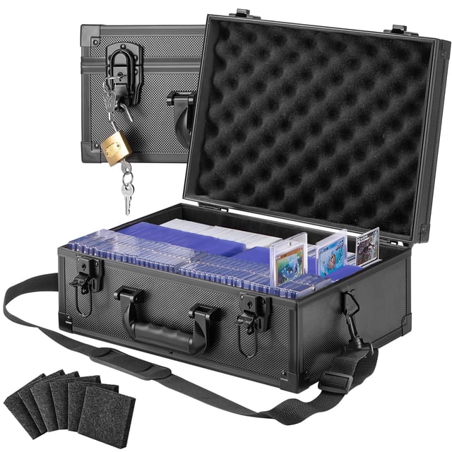 LOCKCURX Toploader Storage Box - 3" x 4" 35pt Rigid Card Case with Padlock, Top Loaders Card Holder, Carrying Card Hard Case with 6 Foam Stopper for Sports Card Collecti