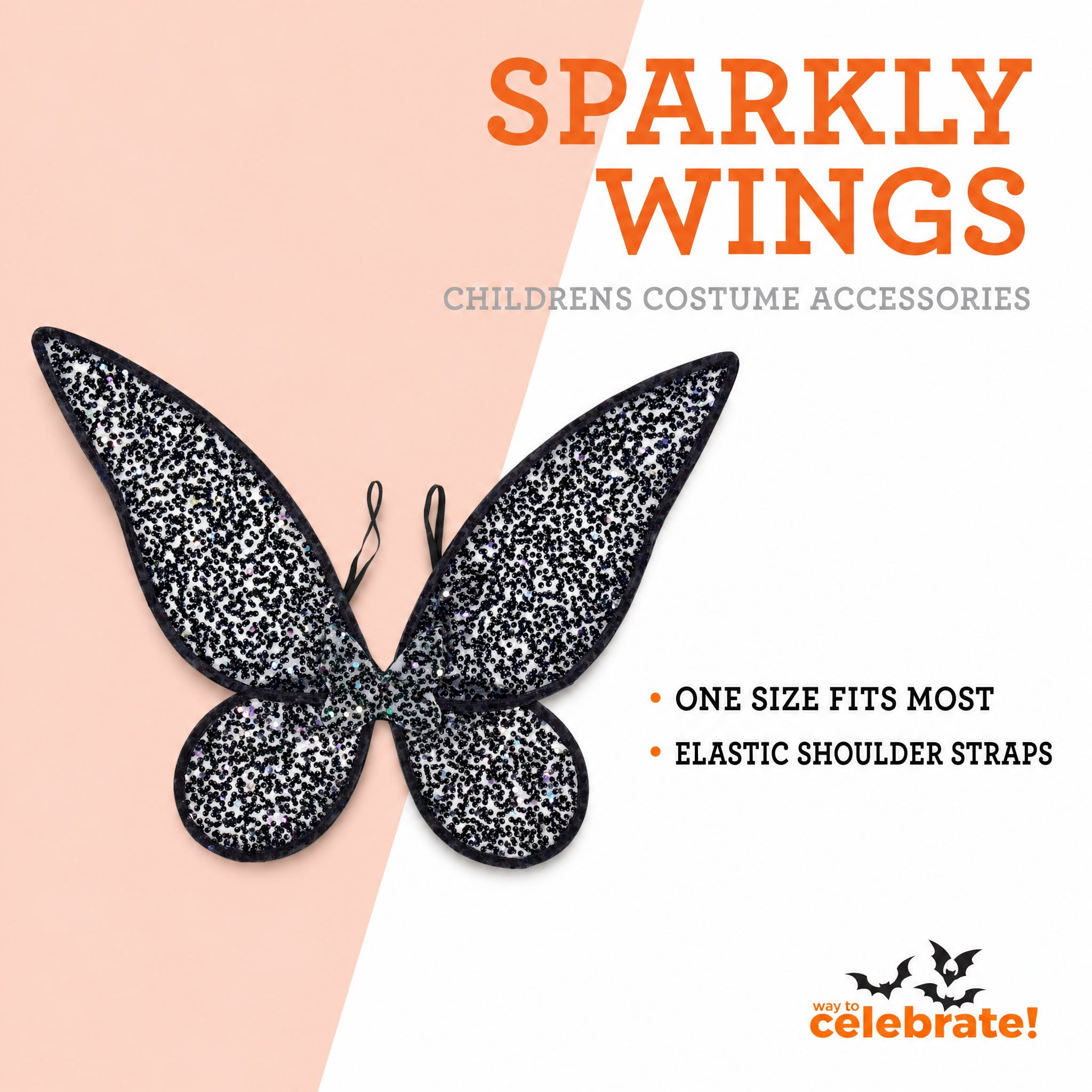 Sparkly Wings Costume Accessory for Children, Black, Halloween by Way To Celebrate