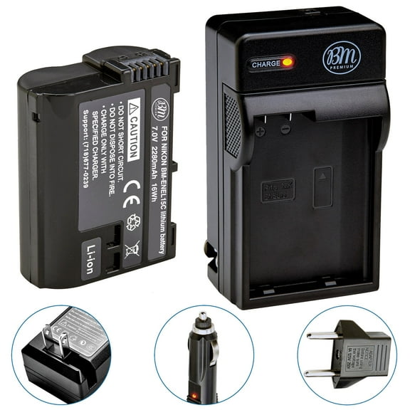 BM Premium EN-EL15C High Capacity Battery and Charger for Nikon Z5, Z6, Z6 II, Z7, Z7II, D600, D610, D750, D780, D800, D810, D850, D7200, D7500 Camera