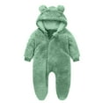 thumbnail image 3 of Ccpelsie Newborn Baby Winter Snowsuit - Bear Outfit Fleece Warm Jumpsuit Romper Hooded Clothes for Infant Girls Boys(Green,0-3 Months), 3 of 4