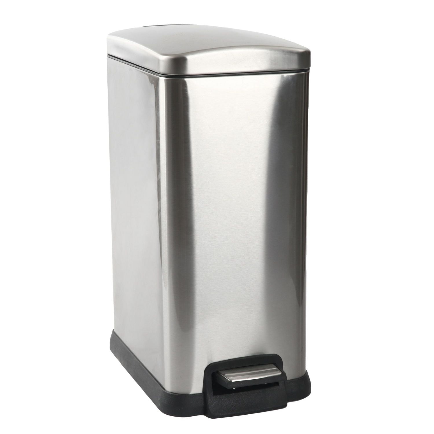 Hometrends 15 Liter Stainless Steel Hands Free Step Pedal Bathroom Trash Can, HomeTrends 15 Liter Trash Can
