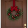 thumbnail image 3 of Yucurem Mini Christmas Wreaths for Kitchen Cabinet, 10 Inch Small Christmas Hanging Artificial Garlands with Ribbon for Front Door Window Door Fireplace Decor, 3 of 8