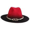 thumbnail image 1 of Sombrero Fedora Zulema Sombrero de Fieltro Jazz Retro Bicolor Rojo y Negro, 1 of 8