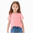 thumbnail image 3 of NOLDARES Girls Short Sleeve T Shirts Kids Summer Crewneck Tops Basic Tees(Pink,8-9 Years), 3 of 9