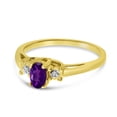 thumbnail image 3 of 10k Yellow Gold Oval Amethyst And Diamond Ring, 3 of 5