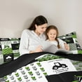 thumbnail image 5 of Manfei Harvester Excavator Bedding Comforter Set,Geometric Waves Striped Twin Comforter Sets,Green Patchwork Grid Bedding Set For Kids,Ultra Soft Home Decor Reversible,2-Piece, 5 of 8