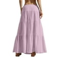 thumbnail image 4 of XUNKUSGA Skirts for Women Solid Color High Waisted A Line Skirt Flared Ruffle Boho Long Skirts for Women Casual Smock Layered Tiered Midi Skirts for Women S-2XL, 4 of 5