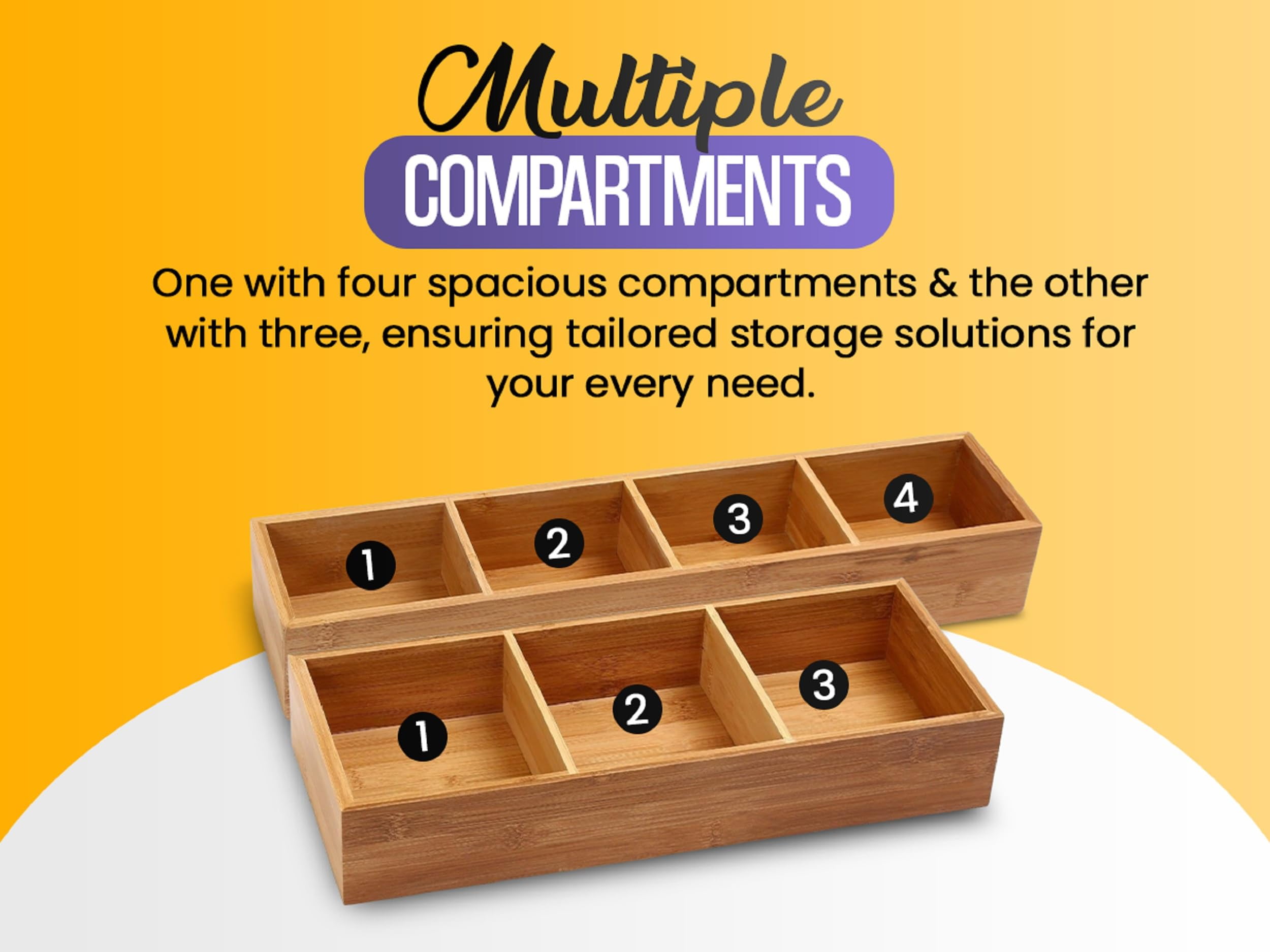 YBM Home Bamboo Storage Boxes with Handle, Organization Storage for Kitchen, Living Room, Bathroom, Office, Medium