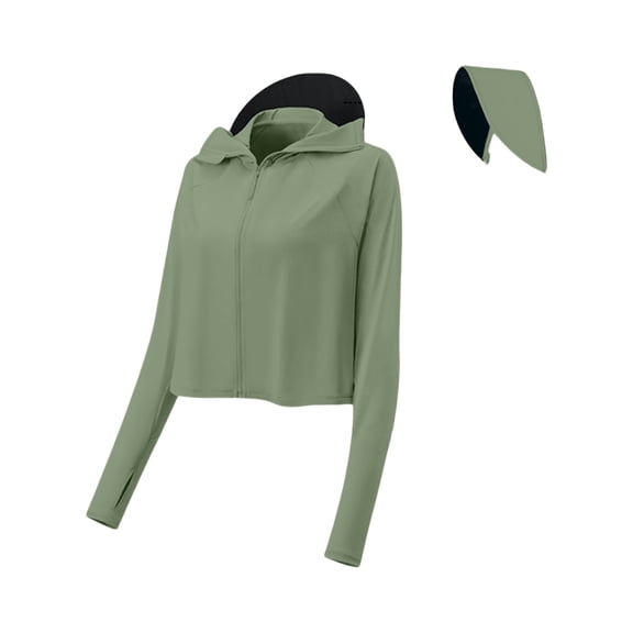 Women's Ice Silk UV Sun Protection Hoodie Jacket With Zipper Thin Breathable Loose Fit Cycling Sun Clothing With Detachable Hood Lightweight Long Sleeve Sunshirt Windproof Skin Friendly Coat