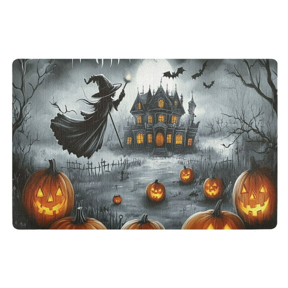 Halloween Pumpkins and Witch Floor Door Mat Outdoor Indoor for Home Entrance Welcome Mats 32"x20"