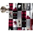 thumbnail image 4 of Bear Deer Buffalo Plaid Curtain Set, Vintage Buffalo Plaid Patchwork Deer Bear Paw Mountain Pine Tree Cottage Style Window Valances and Tier Set for Kitchen Living Room Café Décor, 4 of 4
