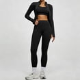 thumbnail image 2 of ZJXFGS Womens Workout Sets 2 Piece Seamless Yoga Outfits Long Sleeve Zipper Jacket High Waist Leggings Butt Lifting Gym Set Black M, 2 of 7
