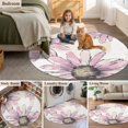 thumbnail image 6 of Pink Floral Round Area&nbsp;Rug 6ft Vintage Flowers Non-Slip&nbsp;Washable Circle Rugs Soft Felt Indoor Floor Mat for Bedroom Kitchen Living Room Bathroom, 6 of 9