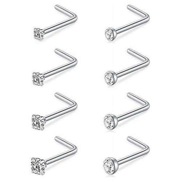 MODRSA Nose Studs for Men & Women Silver Gold Nose Stud 18g 20g Nose ...