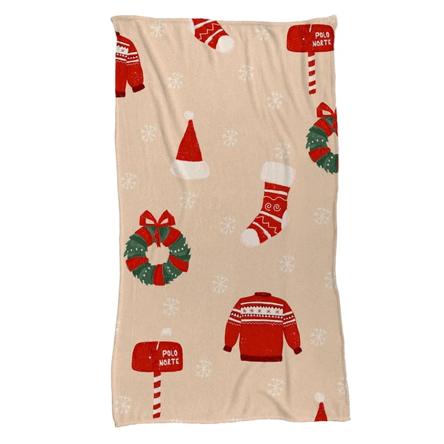 Cobija Manta FRAZADA Juana Gallo Diseño de Adornos Navideños Ultra Suave