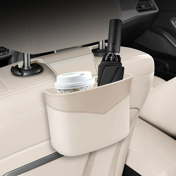 CQCYD under $5 Car Seat Back Organizer, PU Leather Vehicle Backseat Hanging Storage Pocket, Multipurpose Auto Travel Essentials Accessories for Kids & Adults