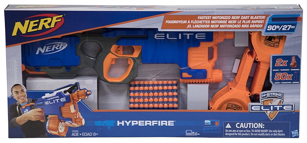 NERF N-strike Elite Hyperfire Blaster With 25 Dart Drum Fires up to 90ft for sale online 