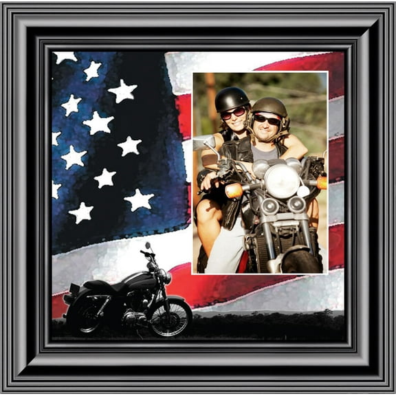 Classic Motorcycle with the America Flag Personalized Picture Frame, 10X10 9753