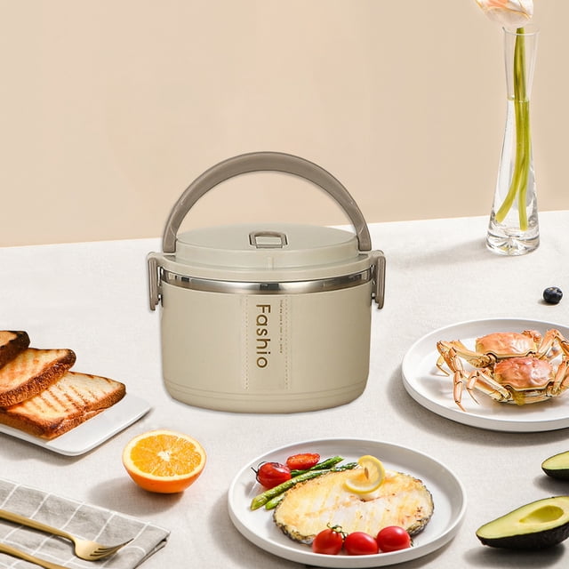 Wzzjkit Boîte à Lunch Isolée en Acier Inoxydable Scellée, Chauffable, Boîte de Rangement pour Aliments Portable, Chauffage au Micro-Ondes, Double Couvercle, Bol à Soupe, Boîte Bento pour Hommes, Femmes, Adultes, Enfants, Travail, Pique-Nique, Lunchbox