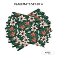 thumbnail image 2 of Placemats Set Of 4 / 6, Lilies Flowers Green Placemats For Dining Table Indoor/Outdoors Heat Resistant Washable Placemats 18" X 12", 2 of 8