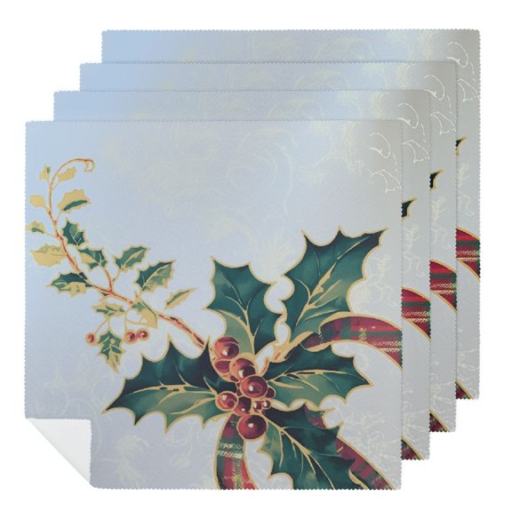 NIJIANKEHAN Merry Cloth Napkin Engineered Printed Jacquard Fabric Christmas Table Cloth Napkin, Elegant Christmas Tablecloth for All Holiday and Winter ( Square, Merry Cloth Napkin)