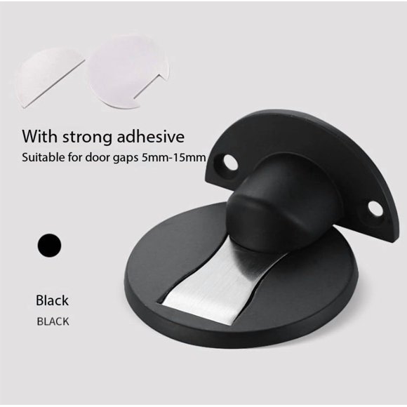 1 pieza de tope de puerta invisible, anticolisión, tope de puerta de aleación de aluminio sin perforaciones detrás de la puerta del baño