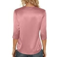 thumbnail image 6 of Women's Satin Blouse 3/4 Sleeve Crewneck Tops Satin Silk Work Shirt Dressy Business Casual Tee Tshirt Fall Outfits Pink S, 6 of 6