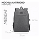 thumbnail image 4 of Mochila Antirrobo Escolar Con Contraseña Y Usb, Gris, 4 of 5