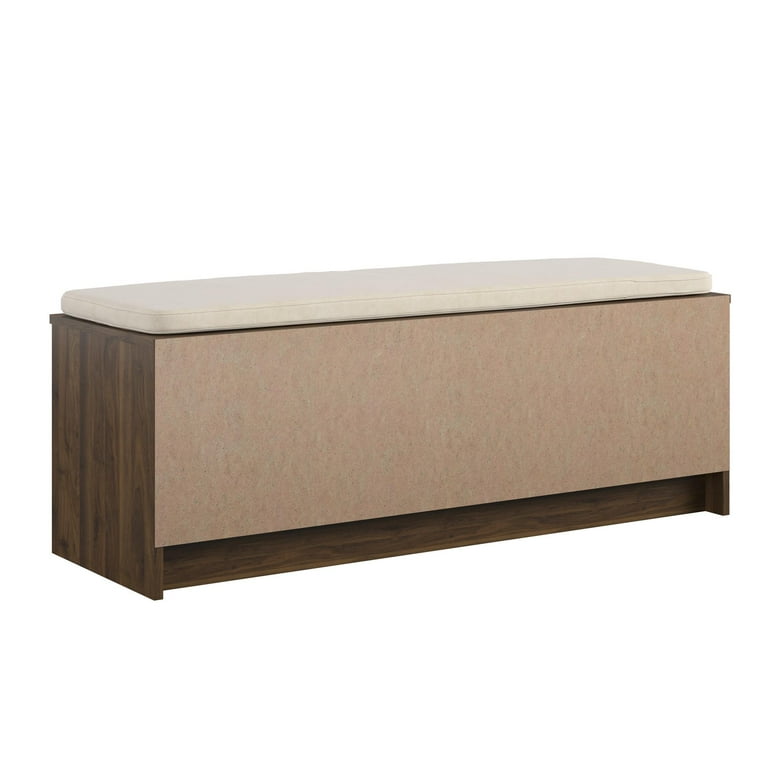 Mainstays Parsons Cubby Entryway Bench with Cushion Walnut