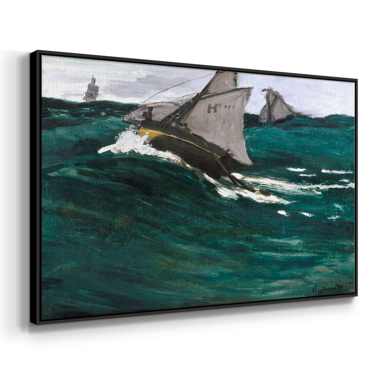 Vintage Nautical Print-LXXXI By Wexford Home Framed in Black Wood Gallery Wrapped Canvas 27 in. x 41 in.