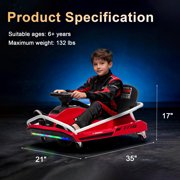 KerryYoo K71 Drift Kart, 24V Go Kart for Kids, Electric Ride on, 300W Brushless Motor, Ages 6+, 360° Drifting,High/Low Speed-Red